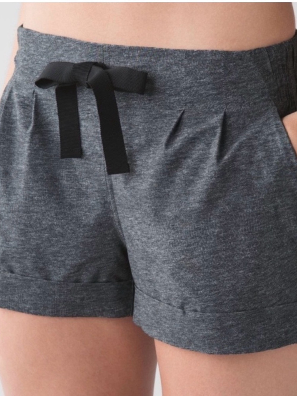 lululemon athletica Heathered Dark Gray Athletic Shorts with Black Drawstring